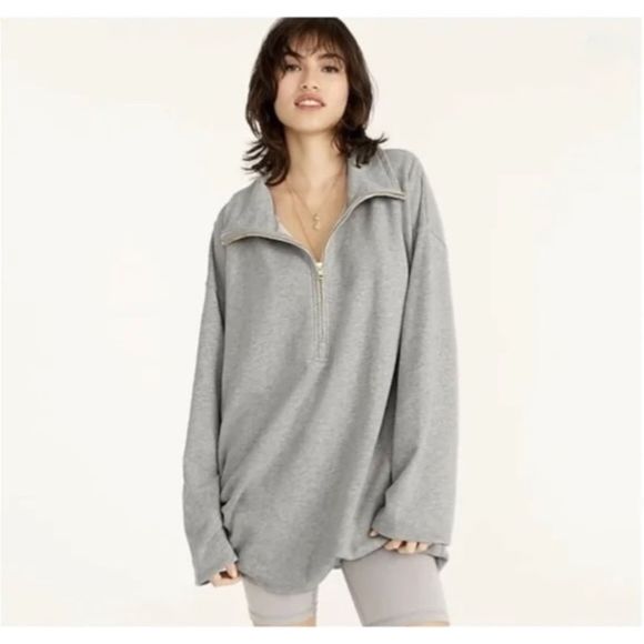 J. Crew Tops - J. Crew University Terry Half-Zip Tunic  NEW